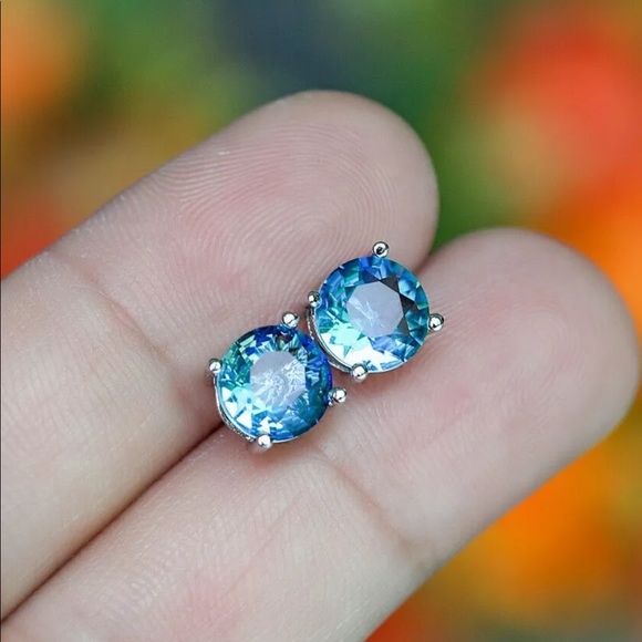 New 2.16 Cts AQUAMARINE EARRINGS 14K WHITE GOLD - Picture 5 of 5